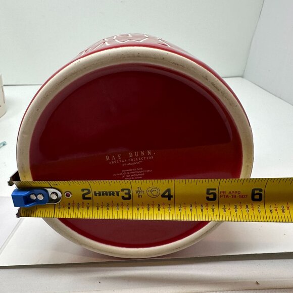 Rae Dunn Red Santa Paws Ceramic Treat Jar Canister Christmas Themed Pet Storage - Picture 8 of 15